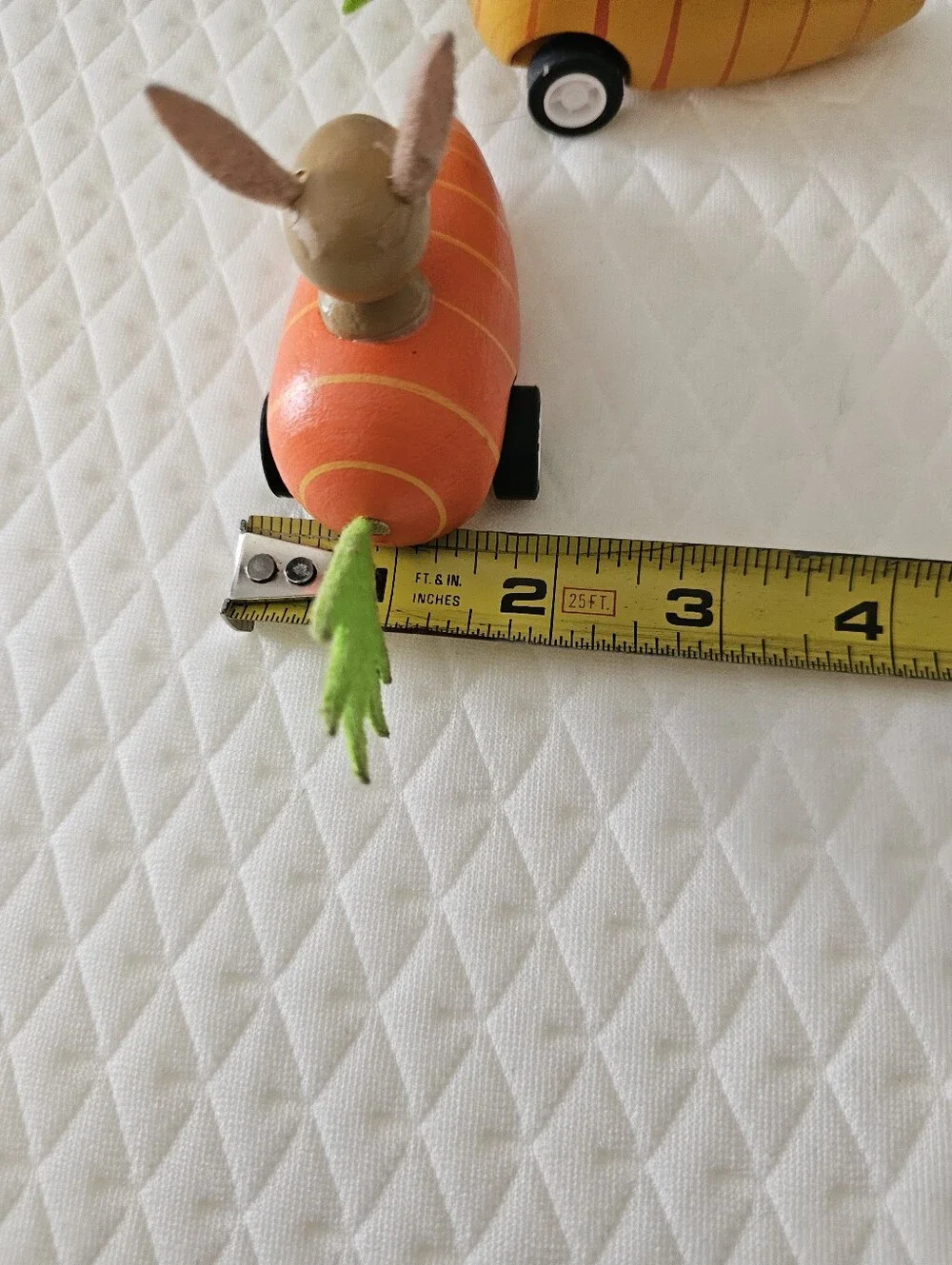 3 Wooden Bunny Carrot Pull Back Racers Easter Spring Toy Decor Set Tested Works